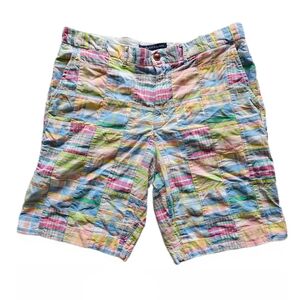 Tommy Hilfiger Multicolor Madras Patchwork Plaid Cotton Shorts